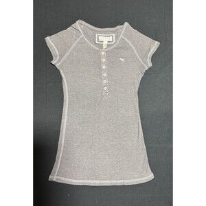 Y2K Abercrombie & Fitch Grey Henley Baby Tee Moose Logo Bella Swan Core Large